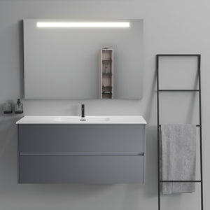 Inda - Mobile bagno 2 cassetti L.120 con lavabo specchio illuminato - Titanio opaco