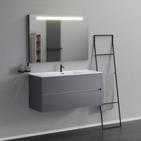 Inda - Mobile bagno 2 cassetti L.120 con lavabo specchio illuminato - Titanio opaco