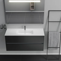 Inda - Mobile bagno 2 cassetti L.120 con lavabo specchio illuminato - Nero opaco
