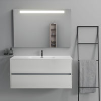 Inda - Mobile bagno 2 cassetti L.120 con lavabo specchio illuminato - Bianco lucido