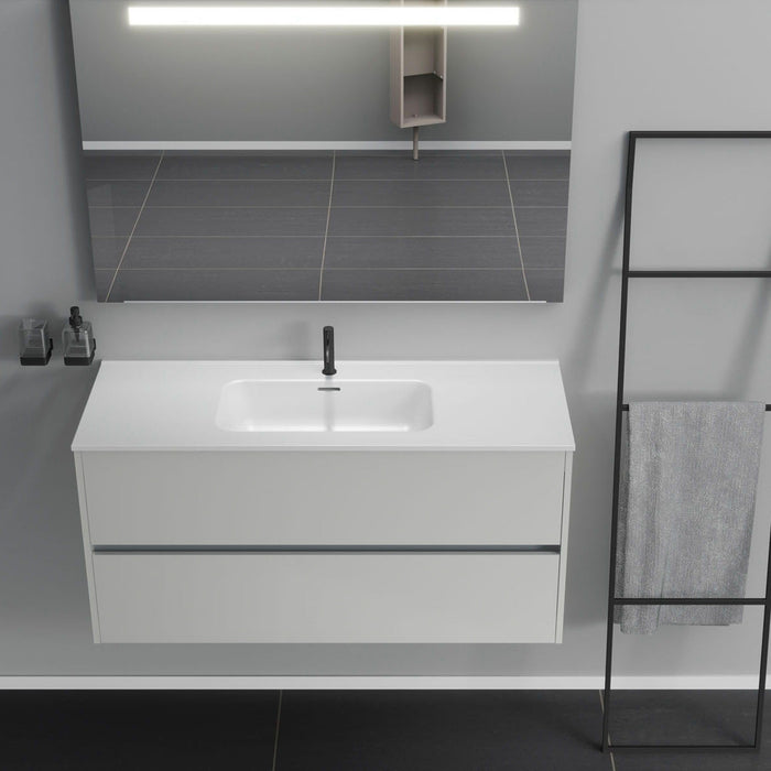 Inda - Mobile bagno 2 cassetti L.120 con lavabo specchio illuminato - Bianco lucido