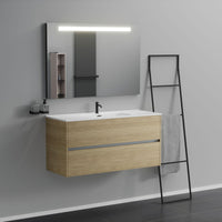 Inda - Mobile bagno 2 cassetti L.120 con lavabo specchio illuminato - Rovere naturale