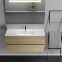 Inda - Mobile bagno 2 cassetti L.120 con lavabo specchio illuminato - Rovere naturale