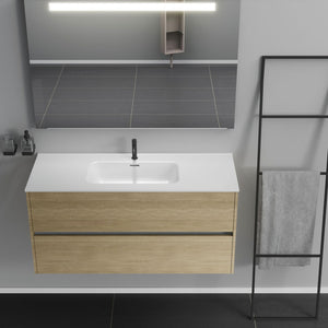 Inda - Mobile bagno 2 cassetti L.120 con lavabo specchio illuminato - Rovere naturale