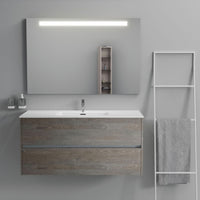 Inda - Mobile bagno 2 cassetti L.120 con lavabo specchio illuminato - Olmo fumè