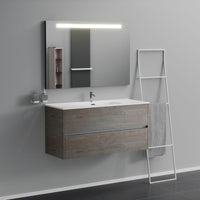 Inda - Mobile bagno 2 cassetti L.120 con lavabo specchio illuminato - Olmo fumè
