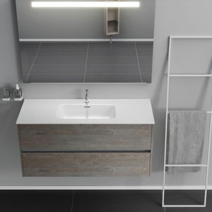 Inda - Mobile bagno 2 cassetti L.120 con lavabo specchio illuminato - Olmo fumè