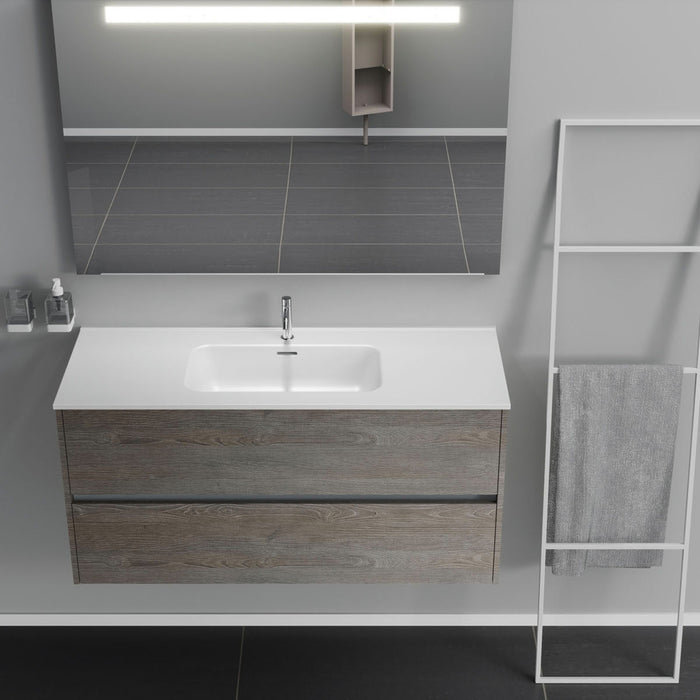 Inda - Mobile bagno 2 cassetti L.120 con lavabo specchio illuminato - Olmo fumè