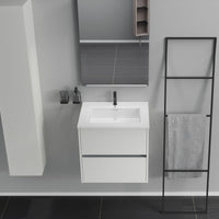 Inda - Mobile bagno 2 cassetti L.60 con lavabo specchio e lampada - Bianco opaco