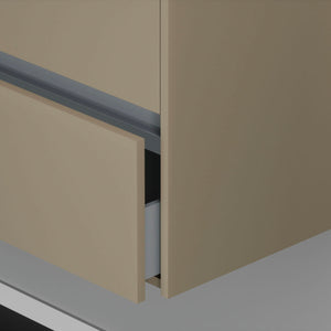 Inda - Mobile bagno 2 cassetti L.60 con lavabo specchio e lampada - Terra di luna opaco