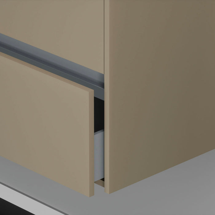 Inda - Mobile bagno 2 cassetti L.60 con lavabo specchio e lampada - Terra di luna opaco