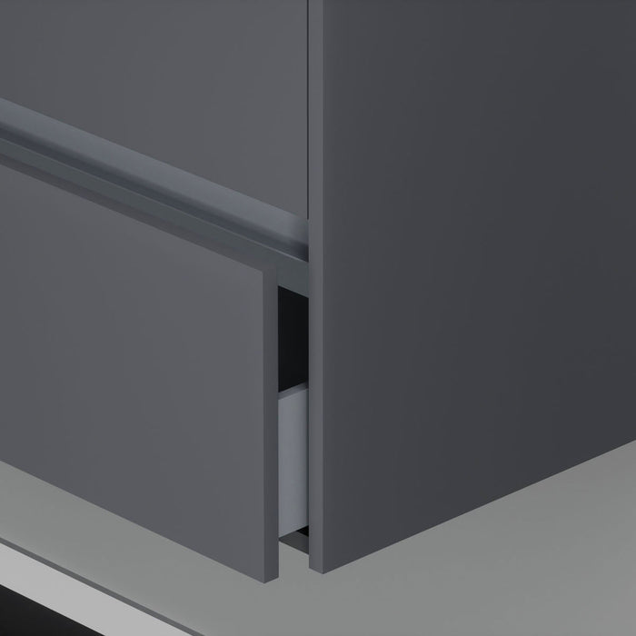 Inda - Mobile bagno 2 cassetti L.60 con lavabo specchio e lampada - Titanio opaco