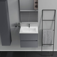 Inda - Mobile bagno 2 cassetti L.60 con lavabo specchio e lampada - Titanio opaco