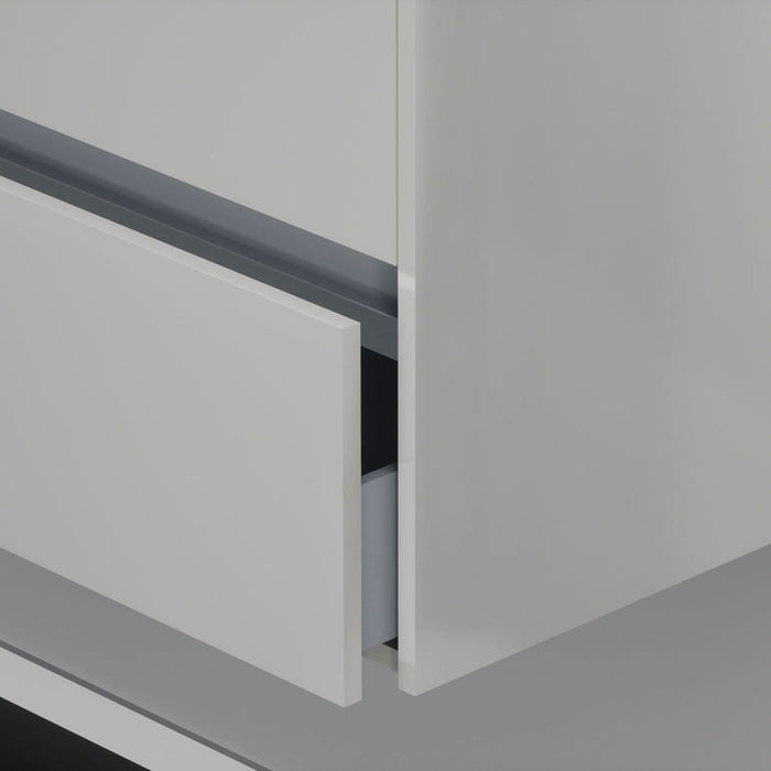 Inda - Mobile bagno 2 cassetti L.60 con lavabo specchio e lampada - Bianco lucido