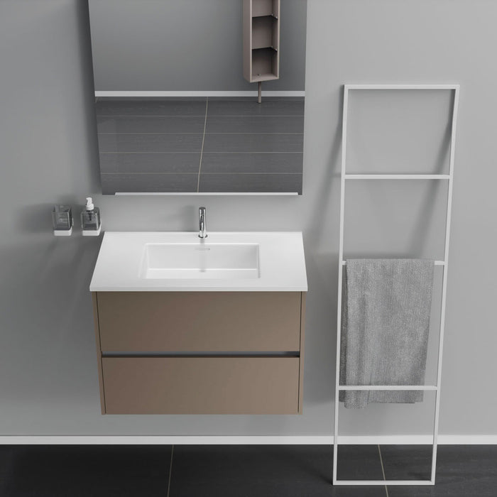 Inda - Mobile bagno 2 cassetti L.80 con lavabo specchio e lampada - Visone opaco