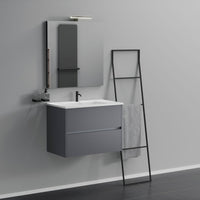 Inda - Mobile bagno 2 cassetti L.80 con lavabo specchio e lampada - Titanio opaco