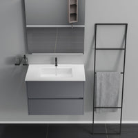 Inda - Mobile bagno 2 cassetti L.80 con lavabo specchio e lampada - Titanio opaco