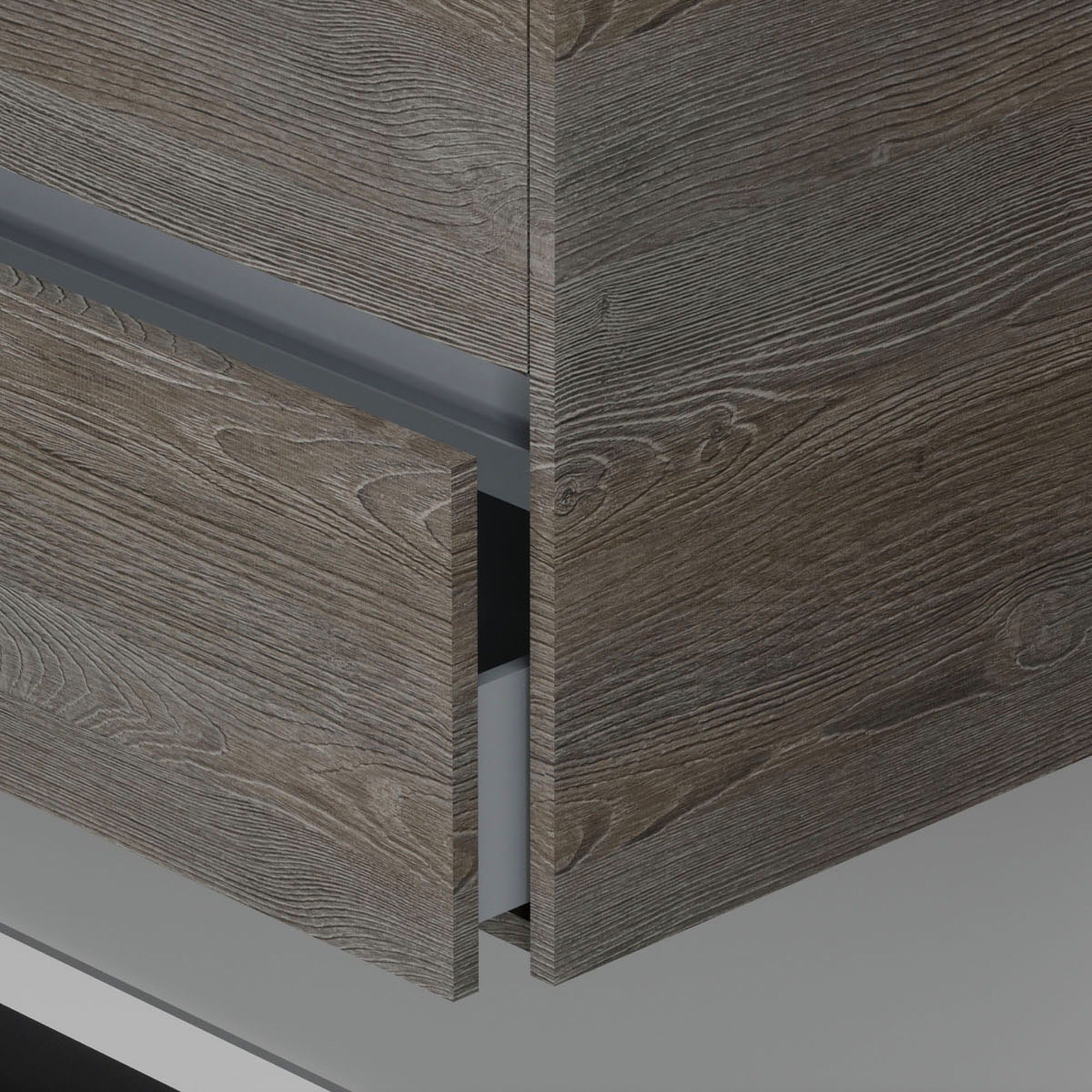 Inda - Mobile bagno 2 cassetti L.80 con lavabo specchio e lampada - Olmo fumè