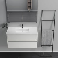 Inda - Mobile bagno 2 cassetti L.100 con lavabo specchio e lampada - Bianco opaco