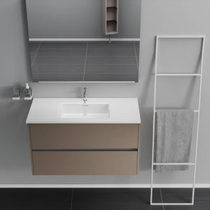 Inda - Mobile bagno 2 cassetti L.100 con lavabo specchio e lampada - Visone opaco