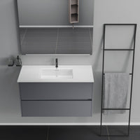 Inda - Mobile bagno 2 cassetti L.100 con lavabo specchio e lampada - Titanio opaco