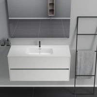 Inda - Mobile bagno 2 cassetti L.120 con lavabo specchio e lampada - Bianco opaco