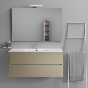 Inda - Mobile bagno 2 cassetti L.120 con lavabo specchio e lampada - Terra di luna opaco