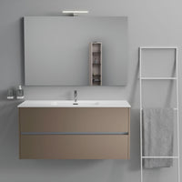 Inda - Mobile bagno 2 cassetti L.120 con lavabo specchio e lampada - Visone opaco
