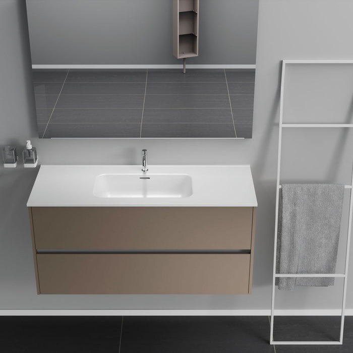 Inda - Mobile bagno 2 cassetti L.120 con lavabo specchio e lampada - Visone opaco