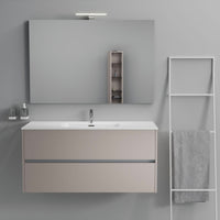 Inda - Mobile bagno 2 cassetti L.120 con lavabo specchio e lampada - Avorio opaco