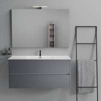 Inda - Mobile bagno 2 cassetti L.120 con lavabo specchio e lampada - Titanio opaco
