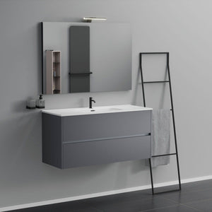 Inda - Mobile bagno 2 cassetti L.120 con lavabo specchio e lampada - Titanio opaco