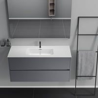 Inda - Mobile bagno 2 cassetti L.120 con lavabo specchio e lampada - Titanio opaco