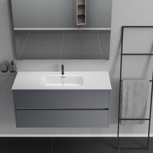 Inda - Mobile bagno 2 cassetti L.120 con lavabo specchio e lampada - Titanio opaco