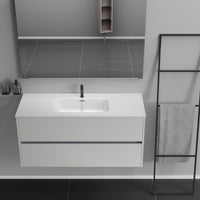 Inda - Mobile bagno 2 cassetti L.120 con lavabo specchio e lampada - Bianco lucido