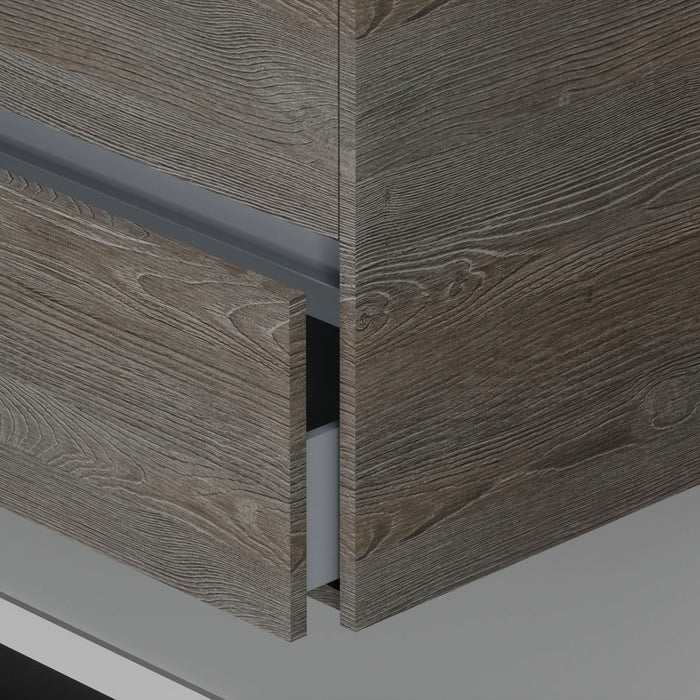 Inda - Mobile bagno 2 cassetti L.120 con lavabo specchio e lampada - Olmo fumè