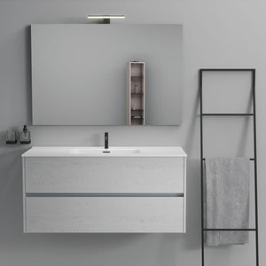 Inda - Mobile bagno 2 cassetti L.120 con lavabo specchio e lampada - Olmo fumè