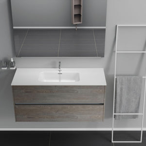 Inda - Mobile bagno 2 cassetti L.120 con lavabo specchio e lampada - Olmo fumè