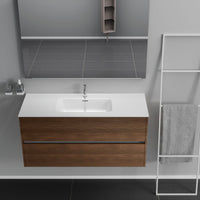 Inda - Mobile bagno 2 cassetti L.120 con lavabo specchio e lampada - Rovere castano