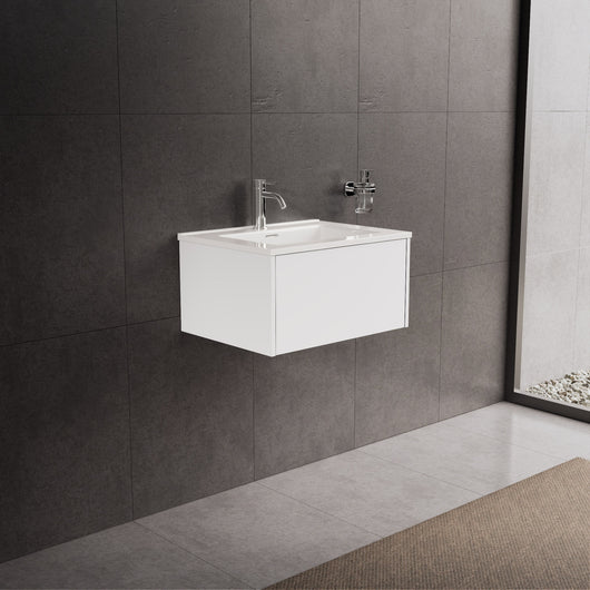 Inda - Mobile bagno L.60 con lavabo lucido / Bianco opaco 1 cassetto - Diamante