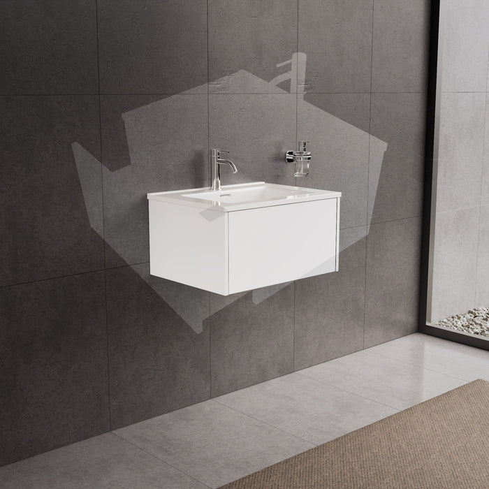 Inda - Mobile bagno L.60 con lavabo lucido / Bianco opaco 1 cassetto - Diamante