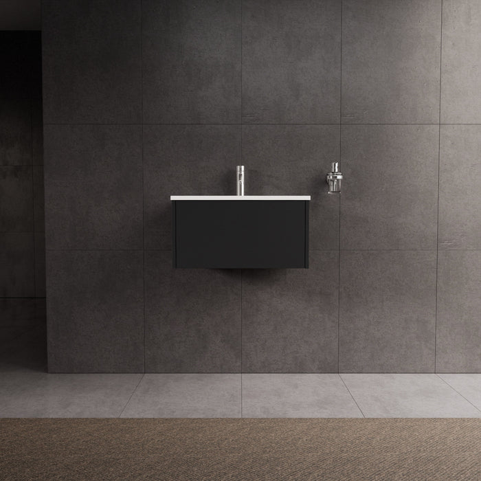 Inda - Mobile bagno L.60 con lavabo lucido / Nero opaco 1 cassetto - Diamante