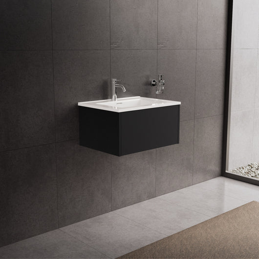 Inda - Mobile bagno L.60 con lavabo lucido / Nero opaco 1 cassetto - Diamante