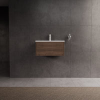 Inda - Mobile bagno L.60 con lavabo lucido / Rovere castano 1 cassetto - Diamante