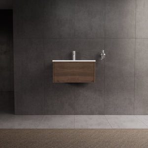 Inda - Mobile bagno L.60 con lavabo lucido / Rovere castano 1 cassetto - Diamante