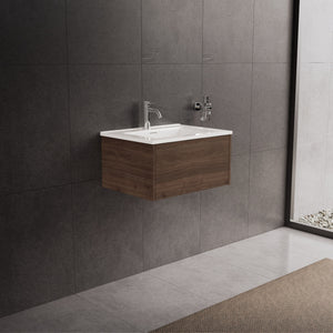 Inda - Mobile bagno L.60 con lavabo lucido / Rovere castano 1 cassetto - Diamante