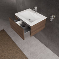 Inda - Mobile bagno L.60 con lavabo lucido / Rovere castano 1 cassetto - Diamante