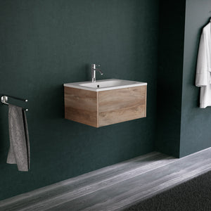 Inda - Mobile bagno L.60 con lavabo opaco / Rovere naturale 1 cassetto - Diamante