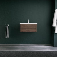 Inda - Mobile bagno L.60 con lavabo opaco / Rovere castano 1 cassetto - Diamante