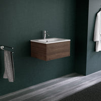 Inda - Mobile bagno L.60 con lavabo opaco / Rovere castano 1 cassetto - Diamante